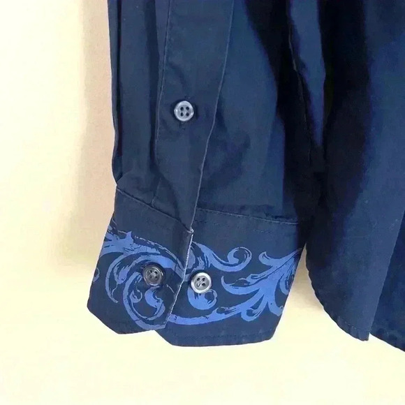 Malibu Cowboy Men’s Navy Embroider Western Cotton Button Down Shirt Size XL - Picture 10 of 12